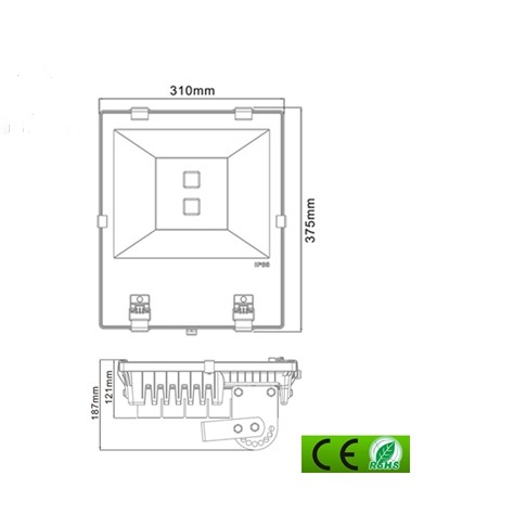 Bridgelux 150 Watt Outdoor Led Flood Lights Energy Saving For hotels , 90V - 265V AC